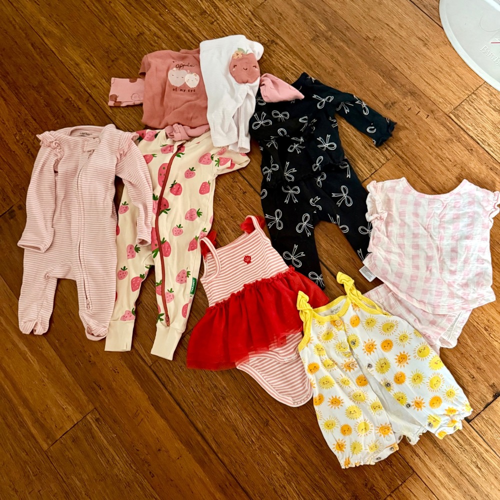 Baby Girl Clothing Bundle Carters Set Organics Sleepers Rompers Tutu 0-3M